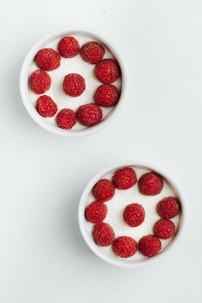 collation fromage blanc et framboises